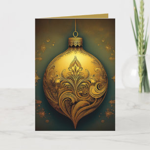 "Vintage Gold Ornament" Holiday Card