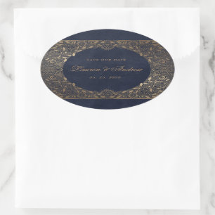 Vintage Gold Ornament Save The Date Sticker