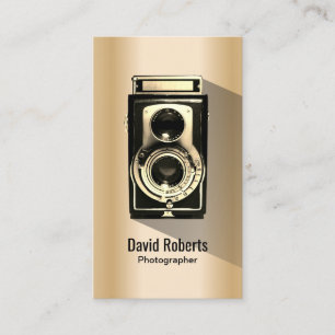 Vintage Gold Photographer Camera Photography Business Card