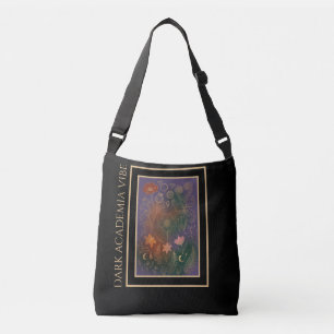 Vintage Gold Poppy Botanical Crossbody Tote Bag
