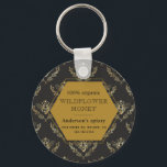 vintage gold queen bee monogram apiary key ring<br><div class="desc">vintage gold queen bee on two different backgrounds cream and black with polygon that holds all information for your apiary. Choose between different items from this collection to complete your branding.</div>