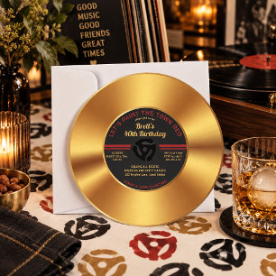 Vintage Gold Record Adult Birthday Invitation – Re
