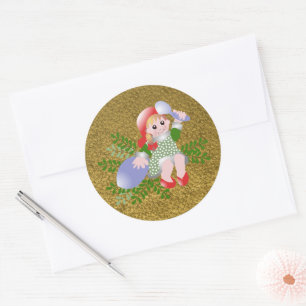 Vintage Gold Red and White Watercolor Classic Round Sticker