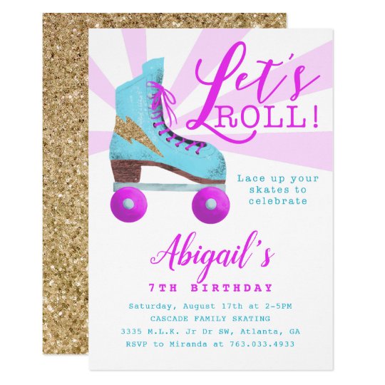 Vintage Gold Roller Skating Birthday Party Invitation Zazzle Com Au