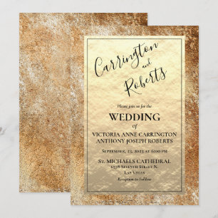 Vintage Gold Rustic Wedding Invitation