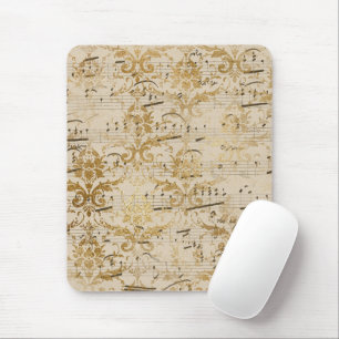Vintage Gold Sheet Music Mouse Pad