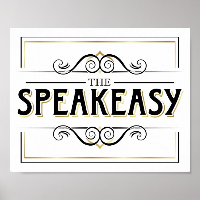 Vintage Gold SPEAKEASY Sign Print (Front)