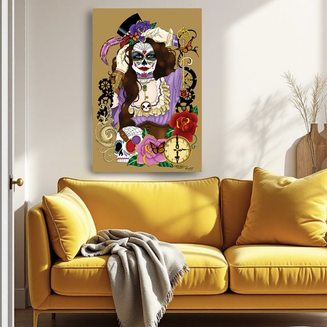 Vintage Gold Steampunk Sugar Skull Purple Poster (Creator Uploaded)