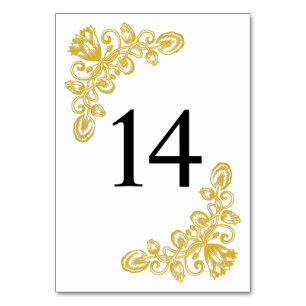 Vintage Gold Table 14 Table Number