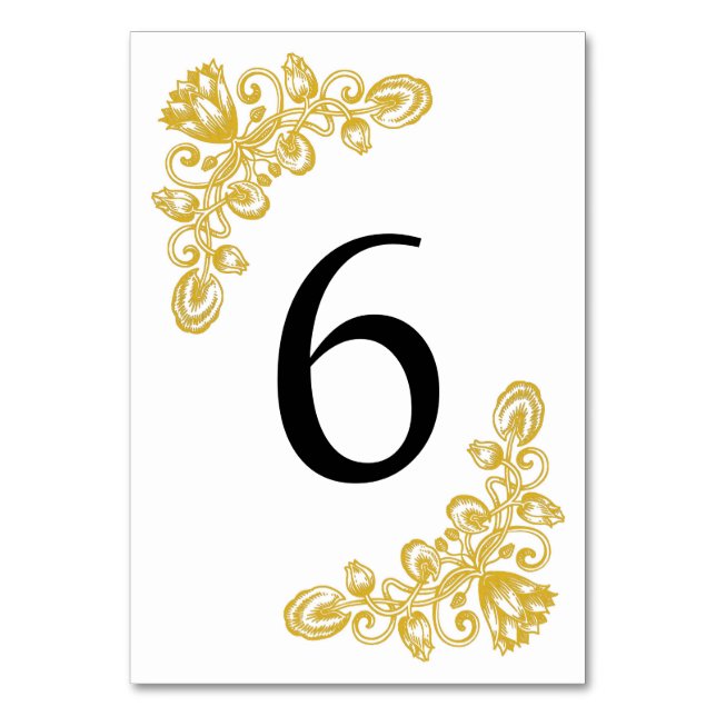 Vintage Gold Table 6 Number (Front)