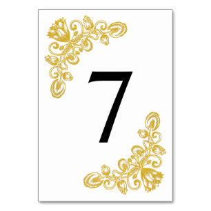 Vintage Gold Table 7 Table Number