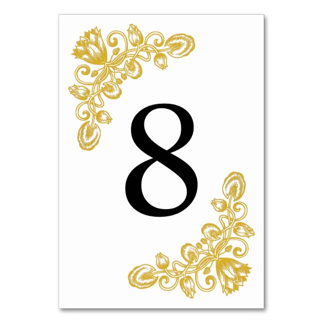Vintage Gold Table 8 Number (Front)