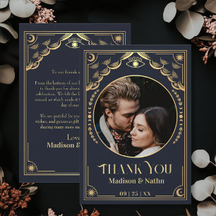 Vintage Gold Tarot Card Photo Wedding Thank You