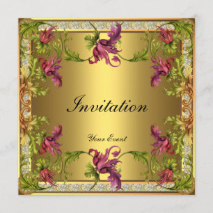 Vintage Gold Victorian Floral Frame Invitation