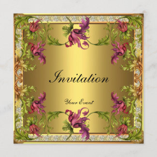 Vintage Gold Victorian Floral Frame Invitation