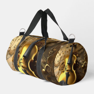 Vintage Gold Violin On Gold Musical Cords, Duffle Bag