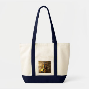 Vintage Gold Violin On Gold Musical Cords, Tote Bag