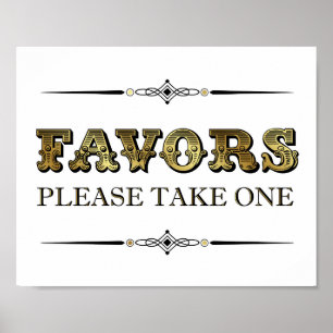 Vintage Gold Wedding FAVORS Sign Print