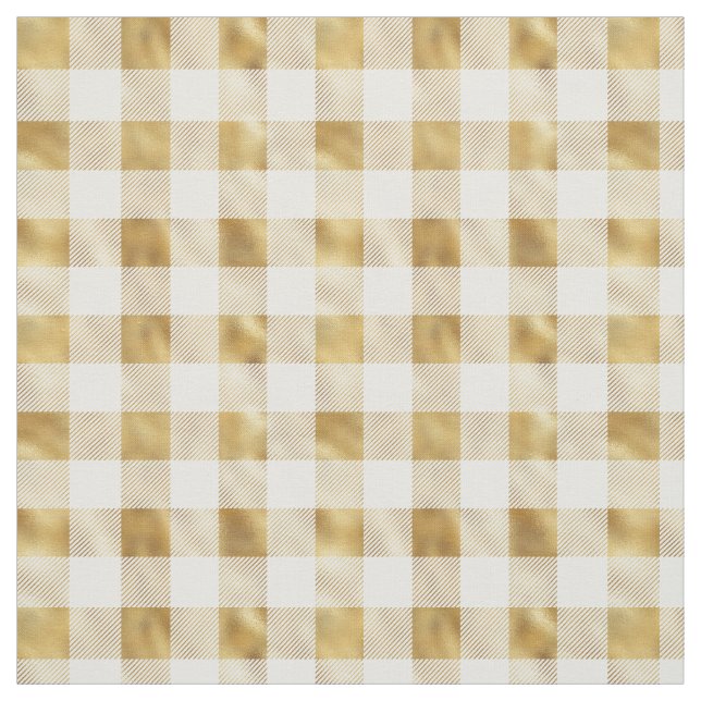Vintage Gold White Buffalo Plaid Fabric (Swatch)