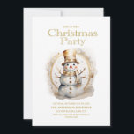 Vintage Gold White Snowman Christmas Party Invitation<br><div class="desc">Christmas party invitation with the painting of a gold and white snowman.  Personalise with your party information. Contact me for assistance with your customisations or to request additional matching or coordinating Zazzle products for your party.</div>