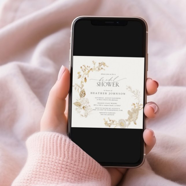 Vintage Gold Wildflower Floral Bridal Shower Invitation (Creator Uploaded)