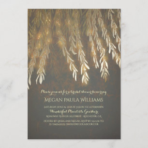 Vintage Gold Willow Tree Branches Bridal Shower Invitation
