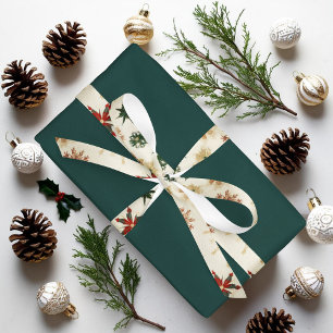 Vintage Gold Winter Christmas Snowflakes Satin Ribbon