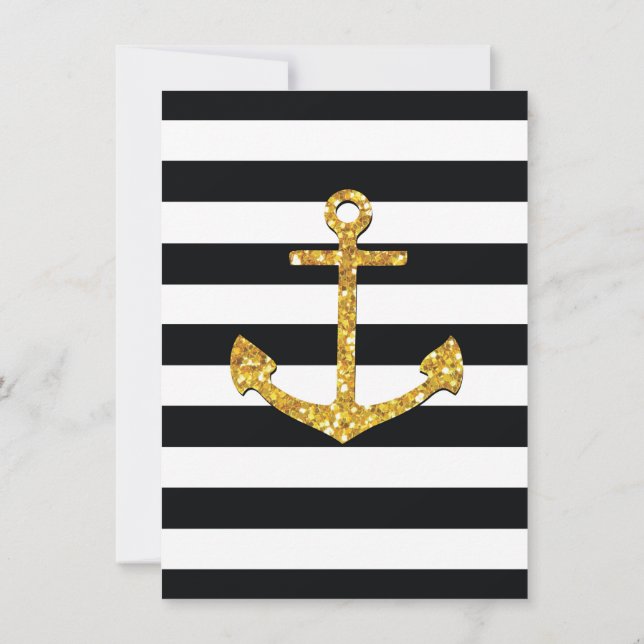 Vintage Golden Anchor Invitation (Back)