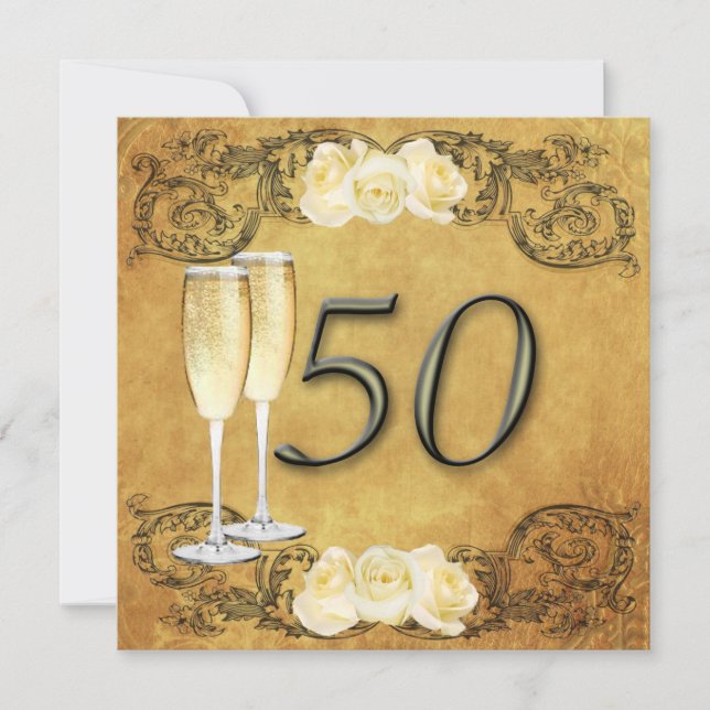 Vintage Golden Anniversary Invitation (Front)