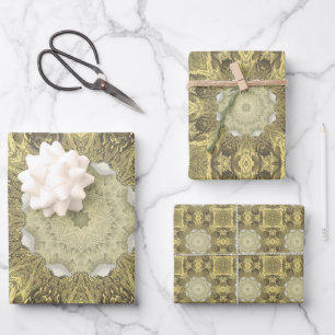 Vintage Golden Art Deco Abstract Pattern No2 Wrapping Paper Sheet