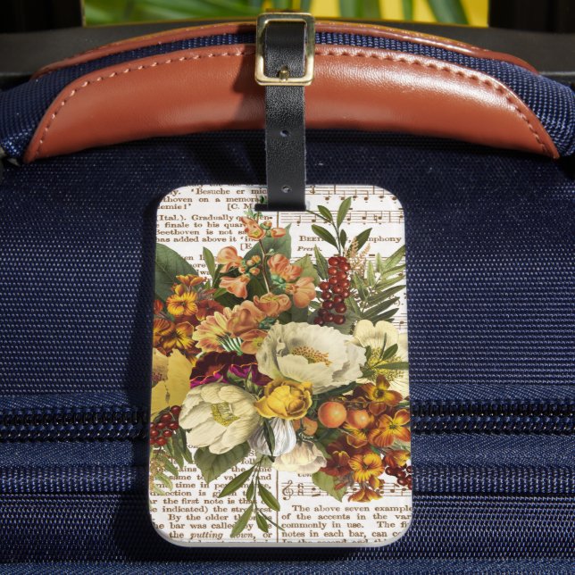 Vintage Golden Bouquet Luggage Tag (Front Insitu 2)