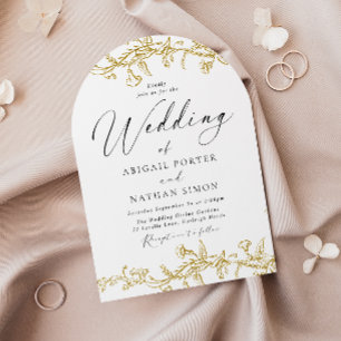 Vintage Golden Elegant Arch Wedding  Invitation