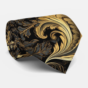 Vintage Golden Floral Leaves Tie