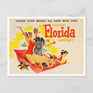 Vintage Golden Florida Glow Travel Postcard