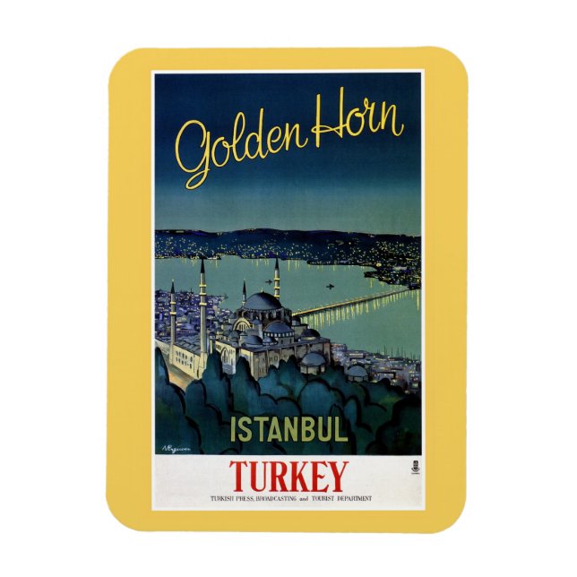 Vintage Golden Horn Istanbul Turkey travel Magnet (Vertical)