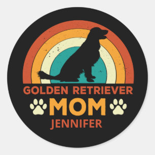 Vintage Golden Lab Dog Mum Sunset Personalised Classic Round Sticker