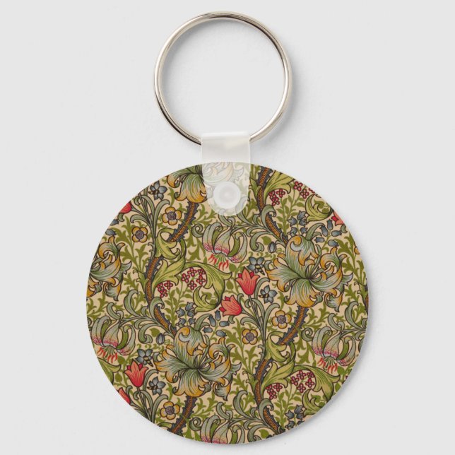 Vintage Golden Lilly Floral Design Key Ring (Front)