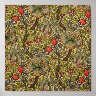 Vintage Golden Lilly Floral Design Poster