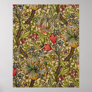 Vintage Golden Lilly Floral Design Poster