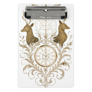 Vintage Golden Nature & Time Artistic Illustration Mini Clipboard