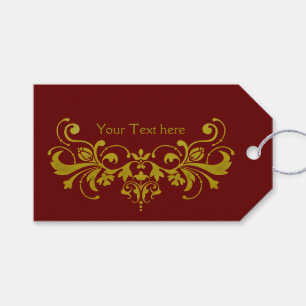 Vintage golden Ornaments I + your backgr. & text Gift Tags