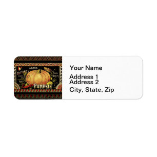 Vintage Golden Pumpkin Crate Label: Antique Fall Return Address Label