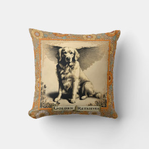 Vintage Golden Retriever Angel Personalised Cushion