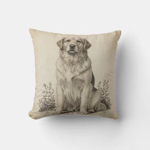 Vintage Golden Retriever Antique Dog Art Portrait Cushion