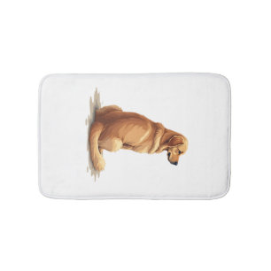 Vintage Golden Retriever Back View Dog Lover Illus Bath Mat