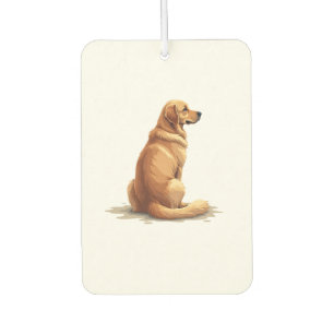 Vintage Golden Retriever Back View Dog Lover Illus Car Air Freshener