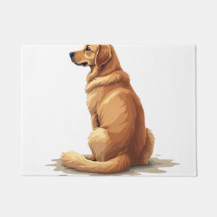 Vintage Golden Retriever Back View Dog Lover Illus Doormat