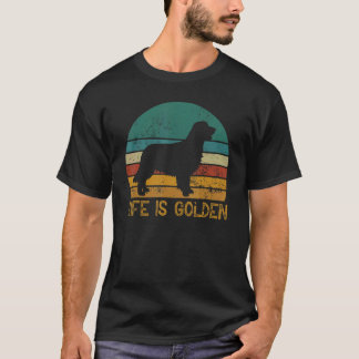 Vintage Golden Retriever Dog Life Is Golden T-Shirt