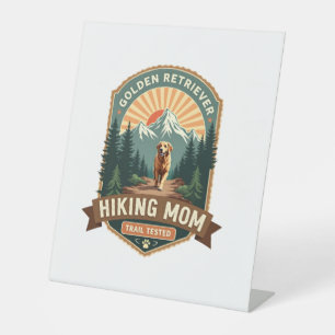 Vintage Golden Retriever Hiking Mum Trail Tested M Pedestal Sign