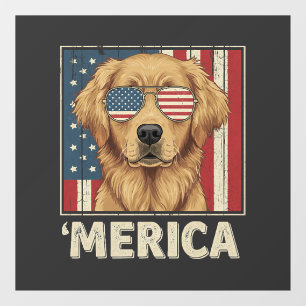 Vintage Golden Retriever 'Merica Flag